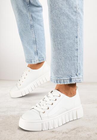 Białe Sznurowane Sneakersy Vices na Płaskiej Podeszwie Firori