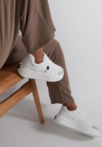Biało-Czarne Sneakersy Vices na Grubej Podeszwie Ozdobione Gwiazdką Fenalia