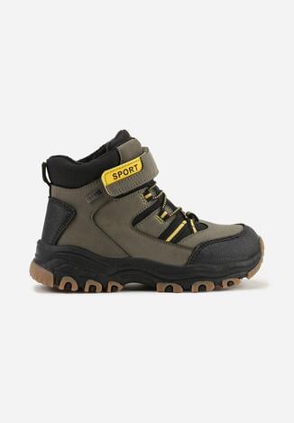 Zielone Botki w Trekkingowym Stylu Vices Zapinane na Rzep Nelanella