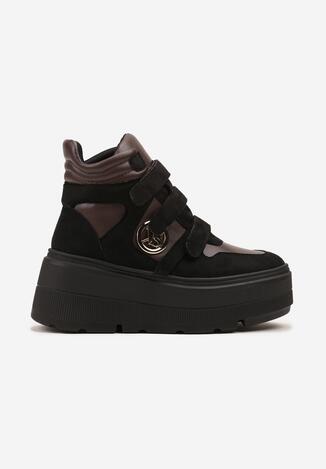 Czarno-Brązowe Botki Vices w Stylu Sneakersów na Platformie Afirriva