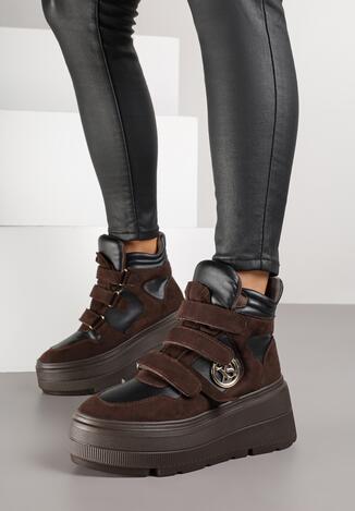 Brązowe Botki Vices w Stylu Sneakersów na Platformie Afirriva