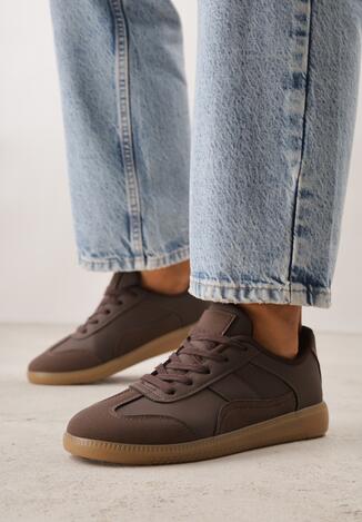 Brązowe Sneakersy VICES Typu Klasyczne Tenisówki z Łączonych Materiałów Azinina