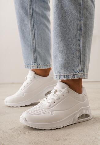 Białe Sneakersy na Grubej Podesziwe Ozdobione Przezroczystą Wstawką Riosanna