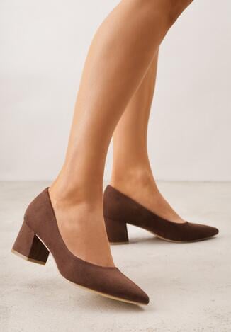 Brązowe Czółenka Vices na Obcasie ze Skórzaną Wkładką Valaria