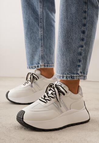 Białe Sneakersy VICES w Stylu Streetwearowym na Grubej Podeszwie Ilinatea