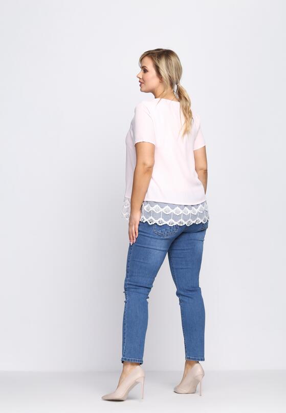 Jasnoróżowa Bluzka Lace Ruffle 4