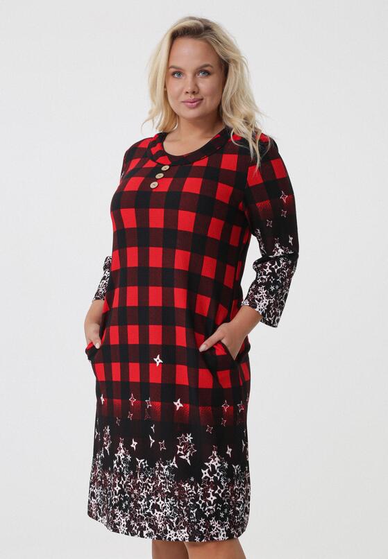 Czarno-Czerwona Sukienka Fleecy
