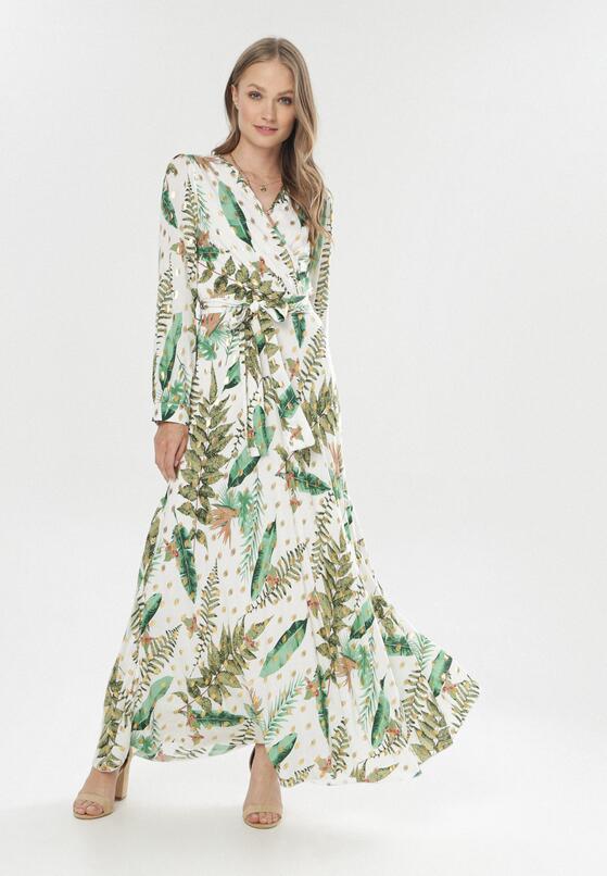 Biało-Zielona Sukienka Auradah