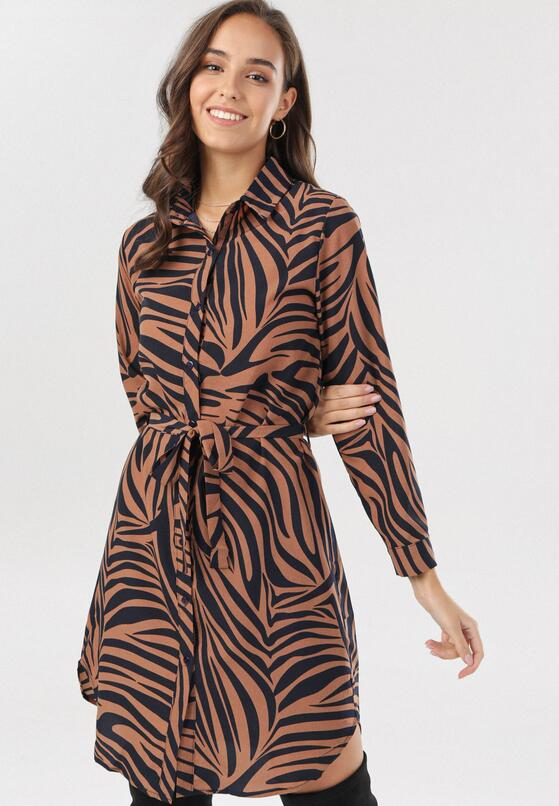 Granatowo-Brązowa Sukienka Resseris 1