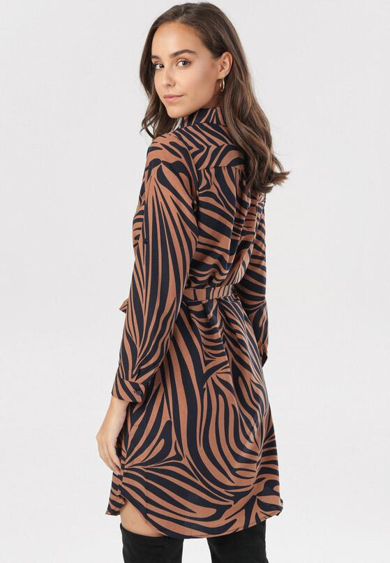 Granatowo-Brązowa Sukienka Resseris 3