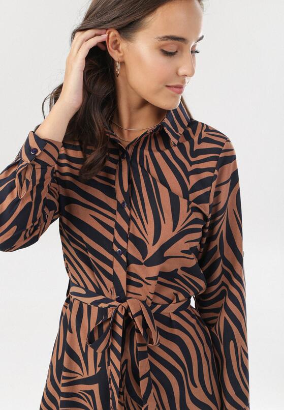 Granatowo-Brązowa Sukienka Resseris 4