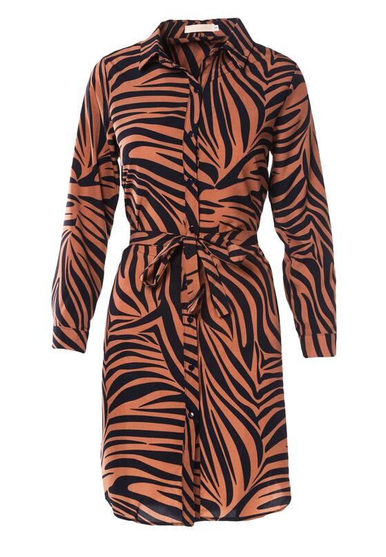 Granatowo-Brązowa Sukienka Resseris 5