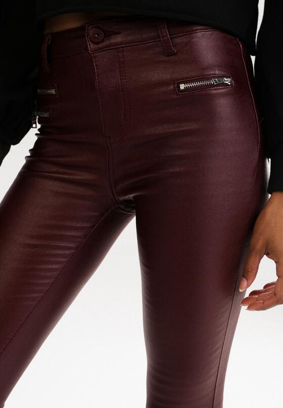 Bordowe Spodnie Skinny Klemene 4