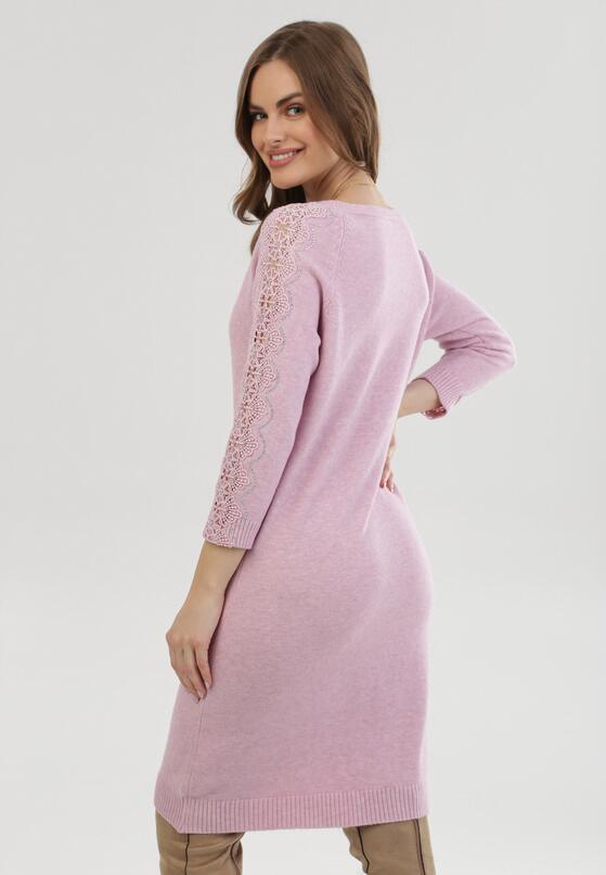 Jasnoróżowa Sukienka Dzianinowa Bitebite 3
