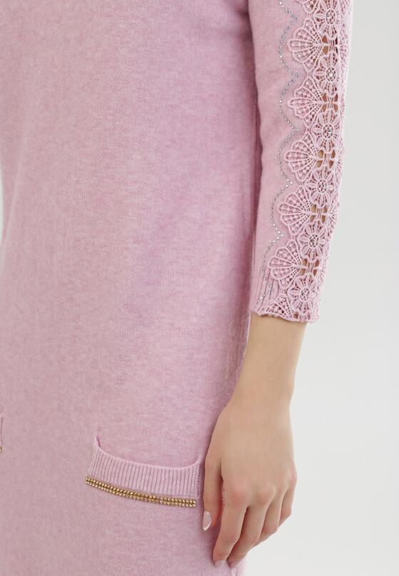 Jasnoróżowa Sukienka Dzianinowa Bitebite 5