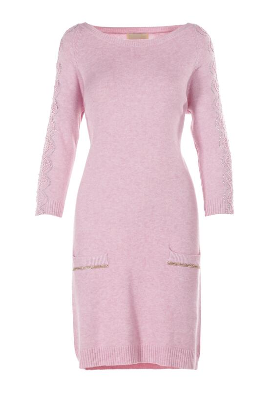 Jasnoróżowa Sukienka Dzianinowa Bitebite 6