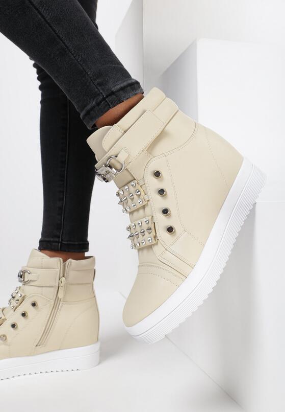 Beżowe Sneakersy Na Ukrytym Koturnie Liondreamer 1