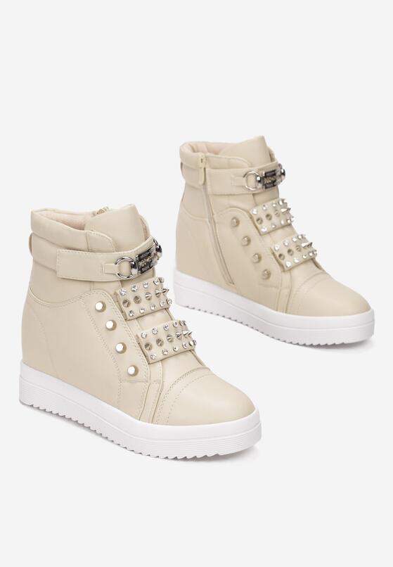 Beżowe Sneakersy Na Ukrytym Koturnie Liondreamer 4