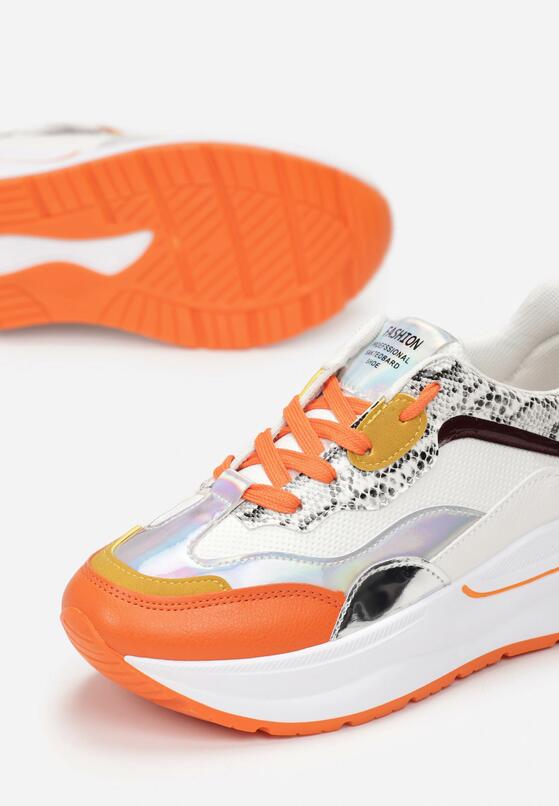 Biało-Pomarańczowe Sneakersy Aeleonoire 6
