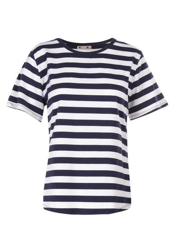 Granatowo-Biały T-shirt Lameriye 6
