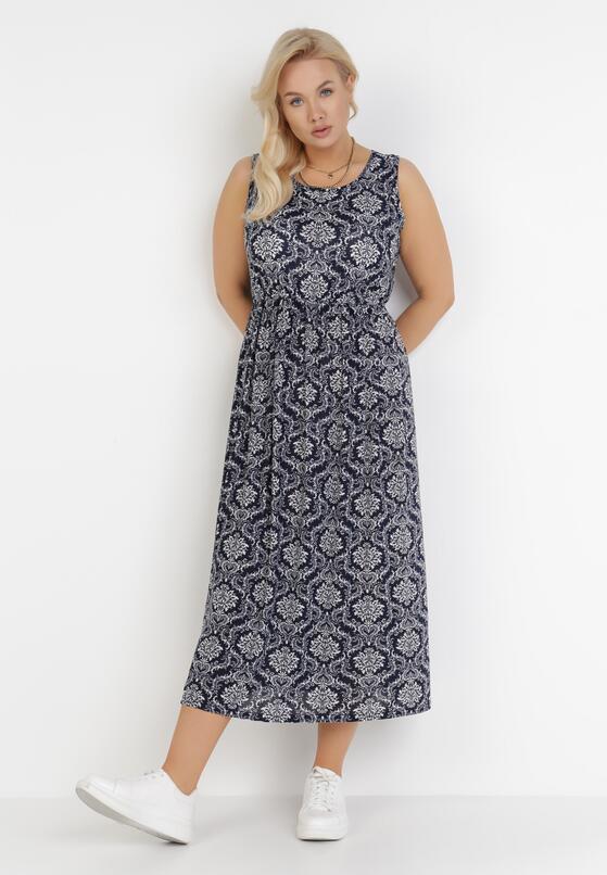 Granatowo-Biała Sukienka Kaphistae 2