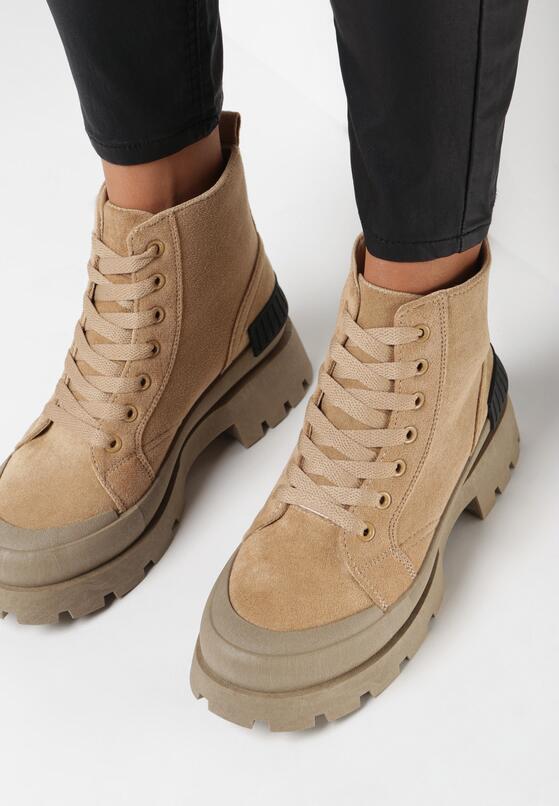 Ciemnobeżowe Botki Monope 2