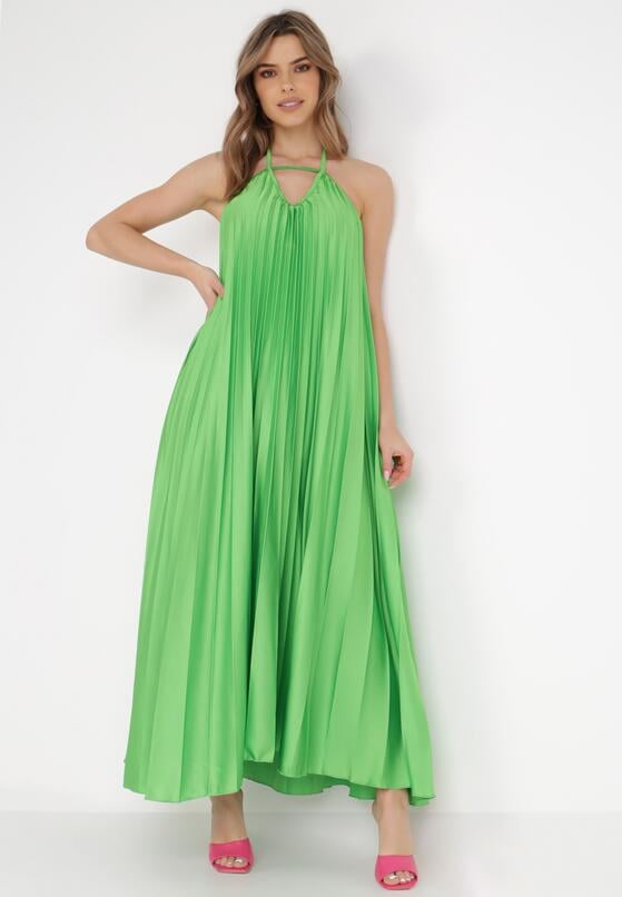 Zielona Sukienka Satynowa Canice
