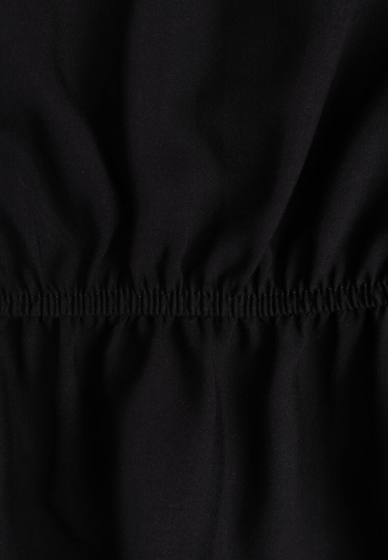 Czarna Sukienka z Wiskozy o Rozkloszowanym Kroju Folky 8