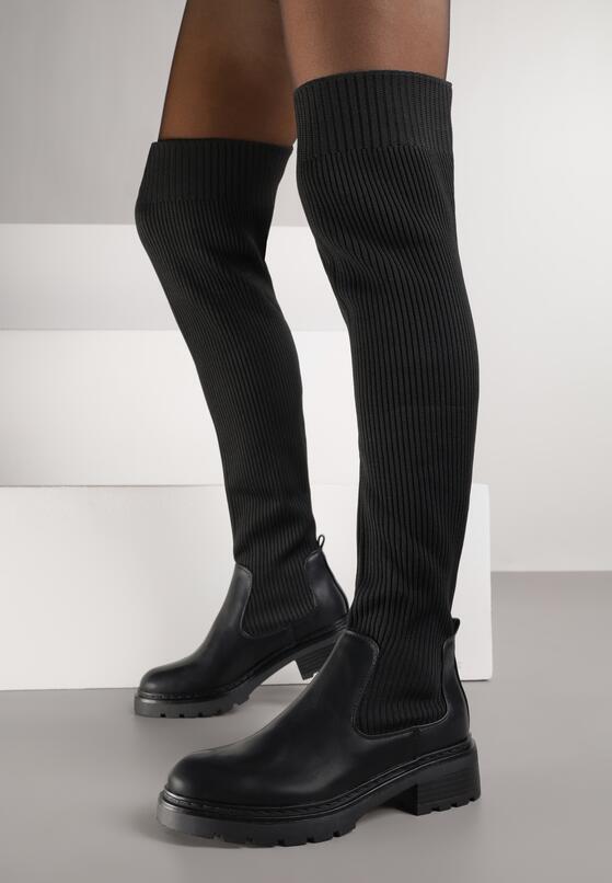 Czarne Kozaki z Elastyczną Cholewką Idandrou 1