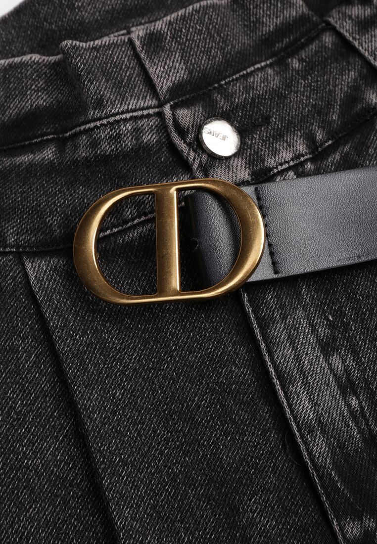 Czarne Jeansy Mom Fit z Paskiem Humilia 8