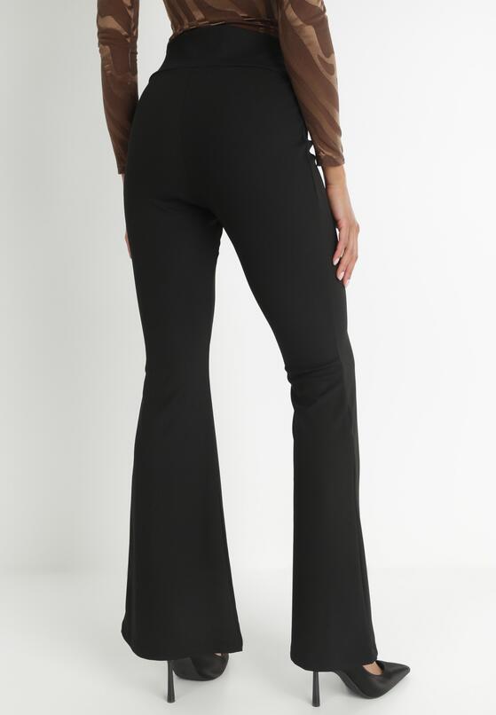 Czarne Spodnie Dzwony z Prążkowanej Dzianiny Shafiqa 3