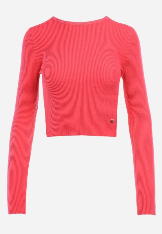 Fuksjowy Sweter Prążkowany z Metaliczną Nitką Baati 6