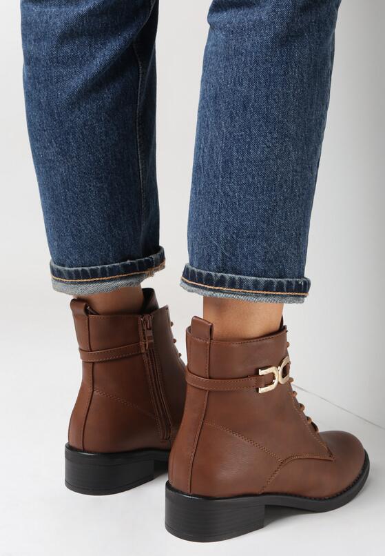 Brązowe Botki Płaskie Bente 2