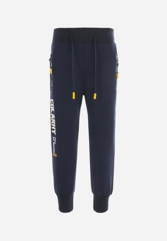 Granatowe Spodnie Dresowe z Gumką w Pasie Sisnoa 1