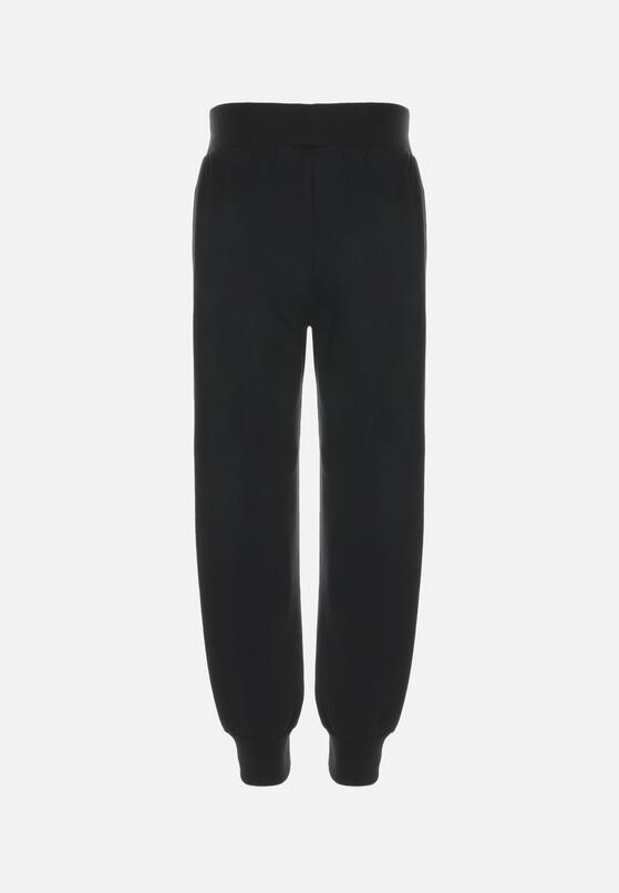 Czarne Spodnie Dresowe z Gumką w Pasie Sisnoa 2
