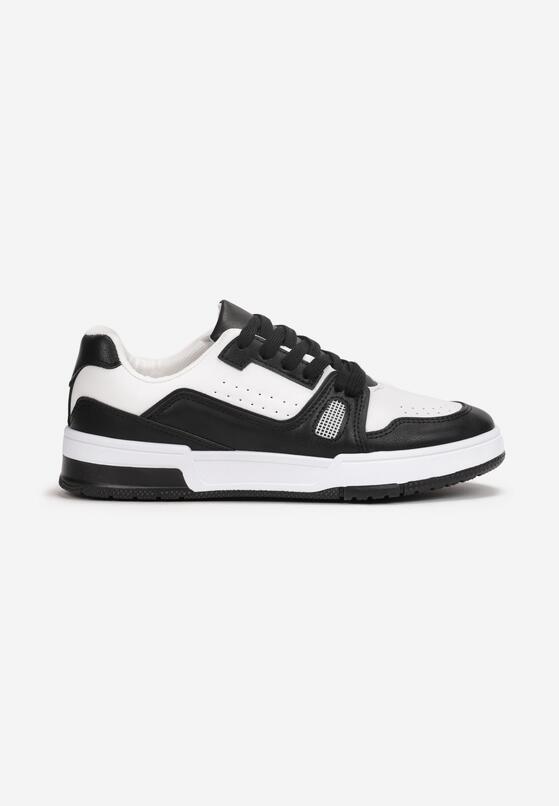 Czarno-Białe Sneakersy Sznurowane z Ekoskóry Kella 3