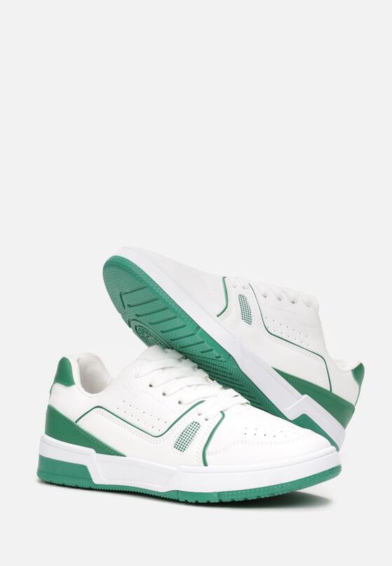 Biało-Zielone Sneakersy Sznurowane z Ekoskóry Kella 4