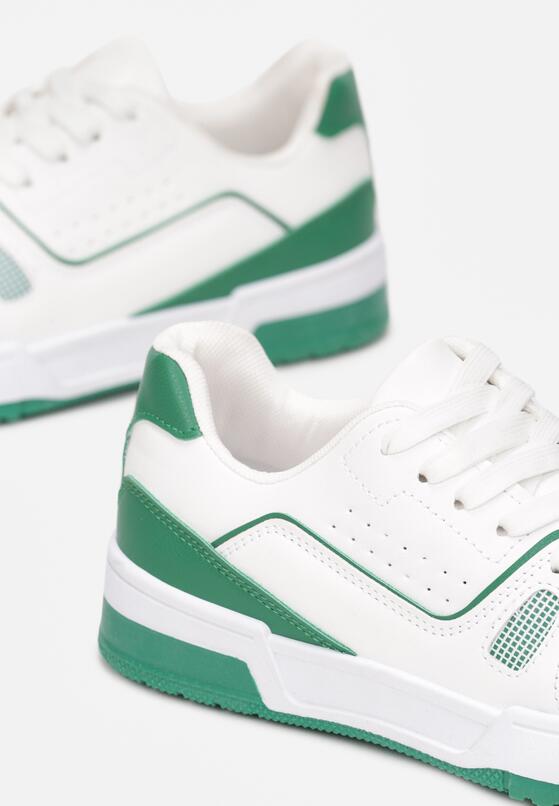 Biało-Zielone Sneakersy Sznurowane z Ekoskóry Kella 5