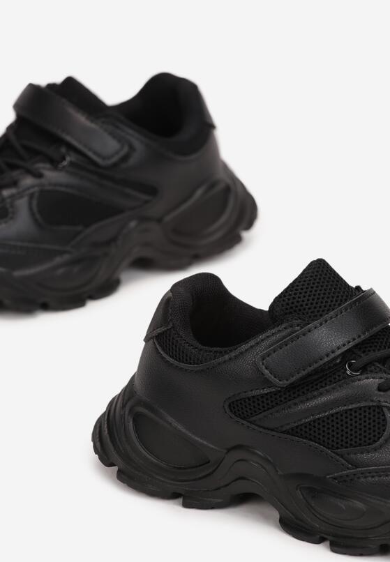 Czarne Buty Sportowe Sneakersy na Grubej Podeszwie Tzofia 3
