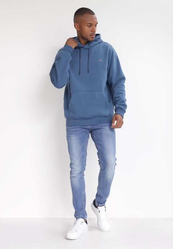 Granatowa Bluza Kangurowa z Kapturem Caeano 2