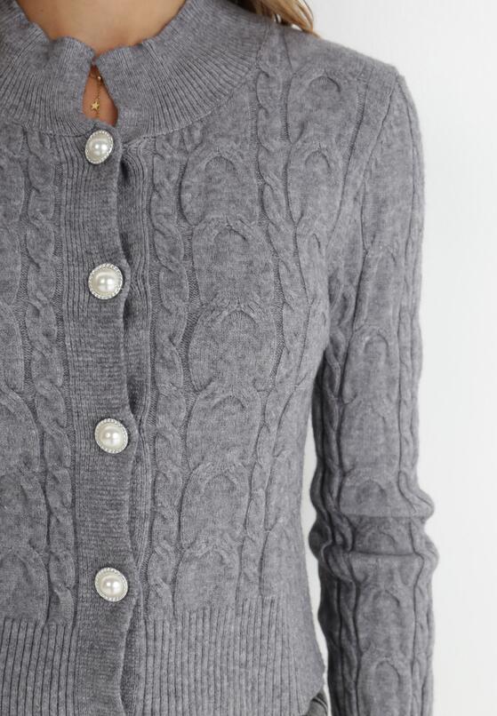 Szary Kardigan Zapinany w Warkocze Galiche 5