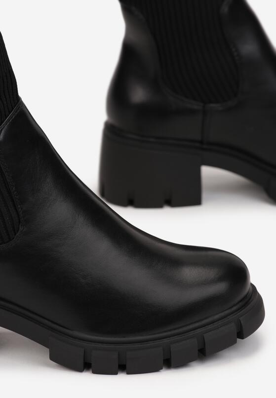 Czarne Botki z Elastyczną Cholewką Hekele 5