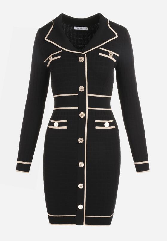 Czarna Sukienka Dzianinowa Yarhiyon 6