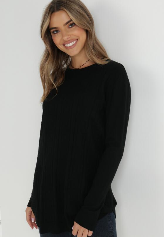 Czarny Sweter z Geometrycznym Tłoczeniem Aesan 2