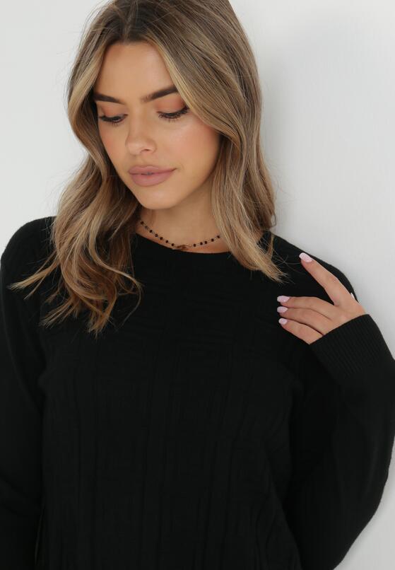 Czarny Sweter z Geometrycznym Tłoczeniem Aesan 4