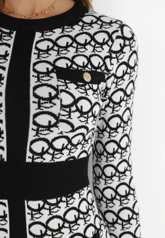 Biała Sukienka Sweterkowa z Wiskozy Proneope 5