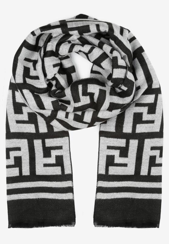 Jasnoszary Szalik z Bawełną i Wiskozą w Grecki Wzór Jinna 1