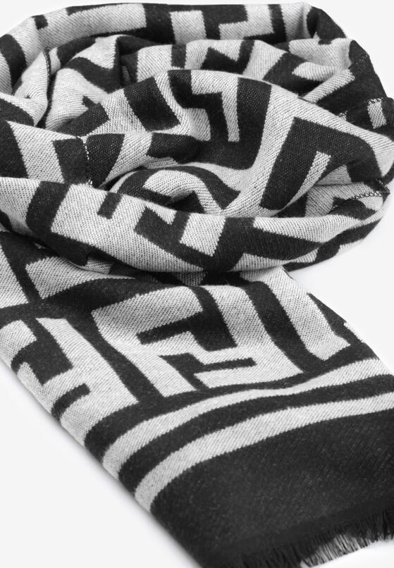 Jasnoszary Szalik z Bawełną i Wiskozą w Grecki Wzór Jinna 2