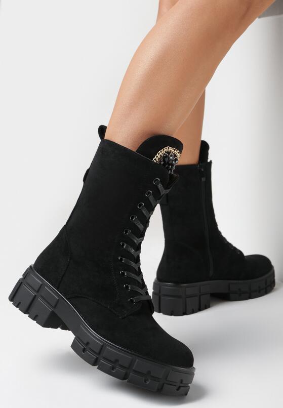 Czarne Botki z Łańcuszkiem i Cyrkoniami na Języku Dennidahn 2