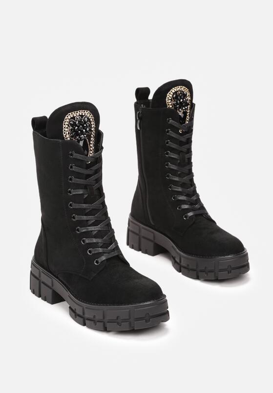 Czarne Botki z Łańcuszkiem i Cyrkoniami na Języku Dennidahn 4